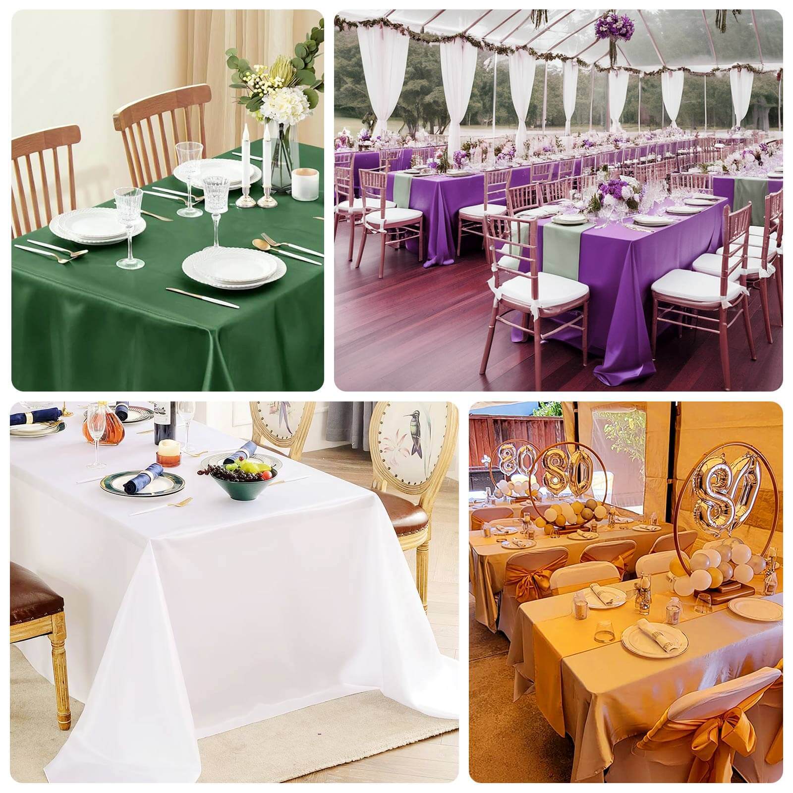 Lamour Satin 90"x156" Rectangle Tablecloth Lavender Lilac - Luxurious, Soft Seamless Table Cover - Bell Racket Store