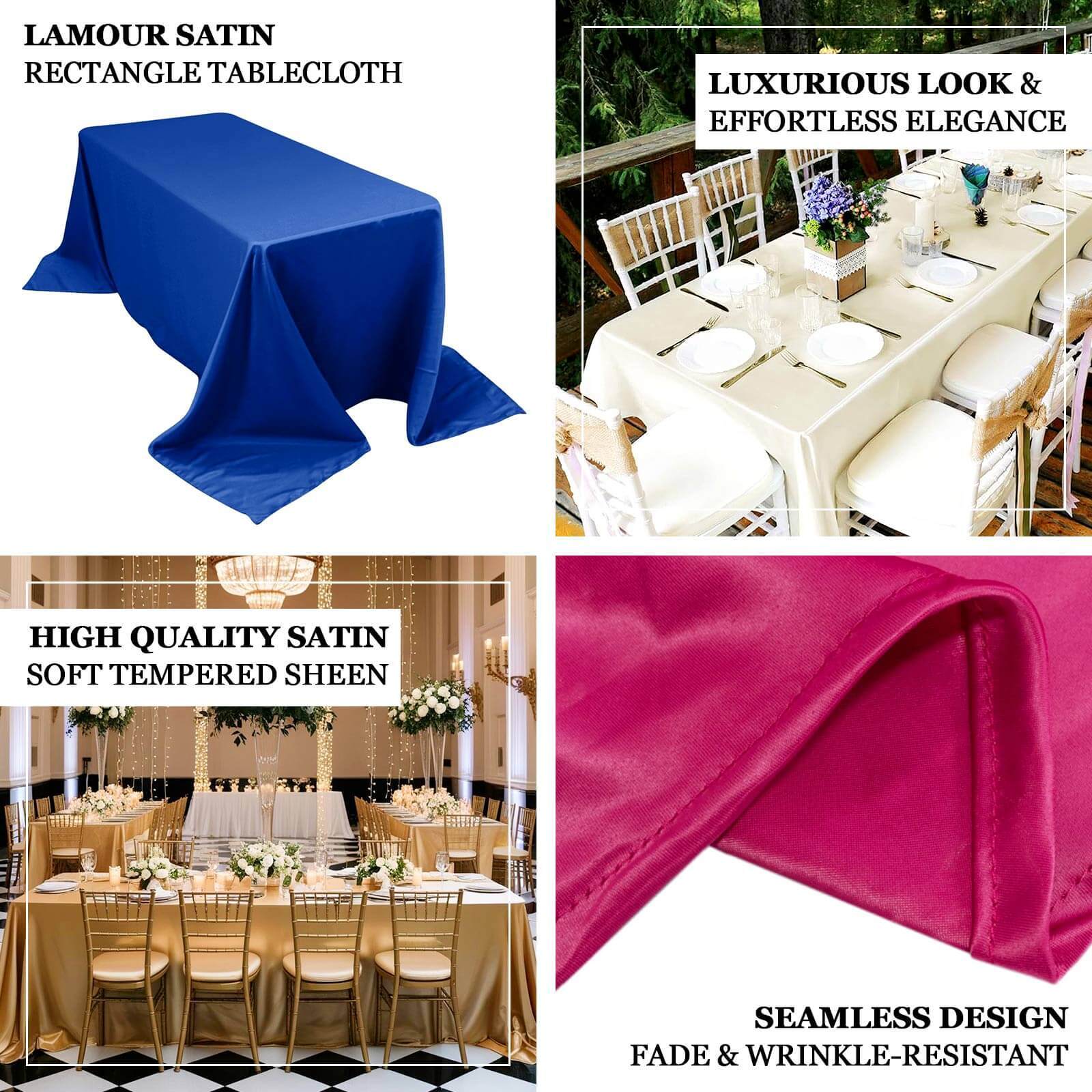 Lamour Satin 90"x156" Rectangle Tablecloth Lavender Lilac - Luxurious, Soft Seamless Table Cover - Bell Racket Store