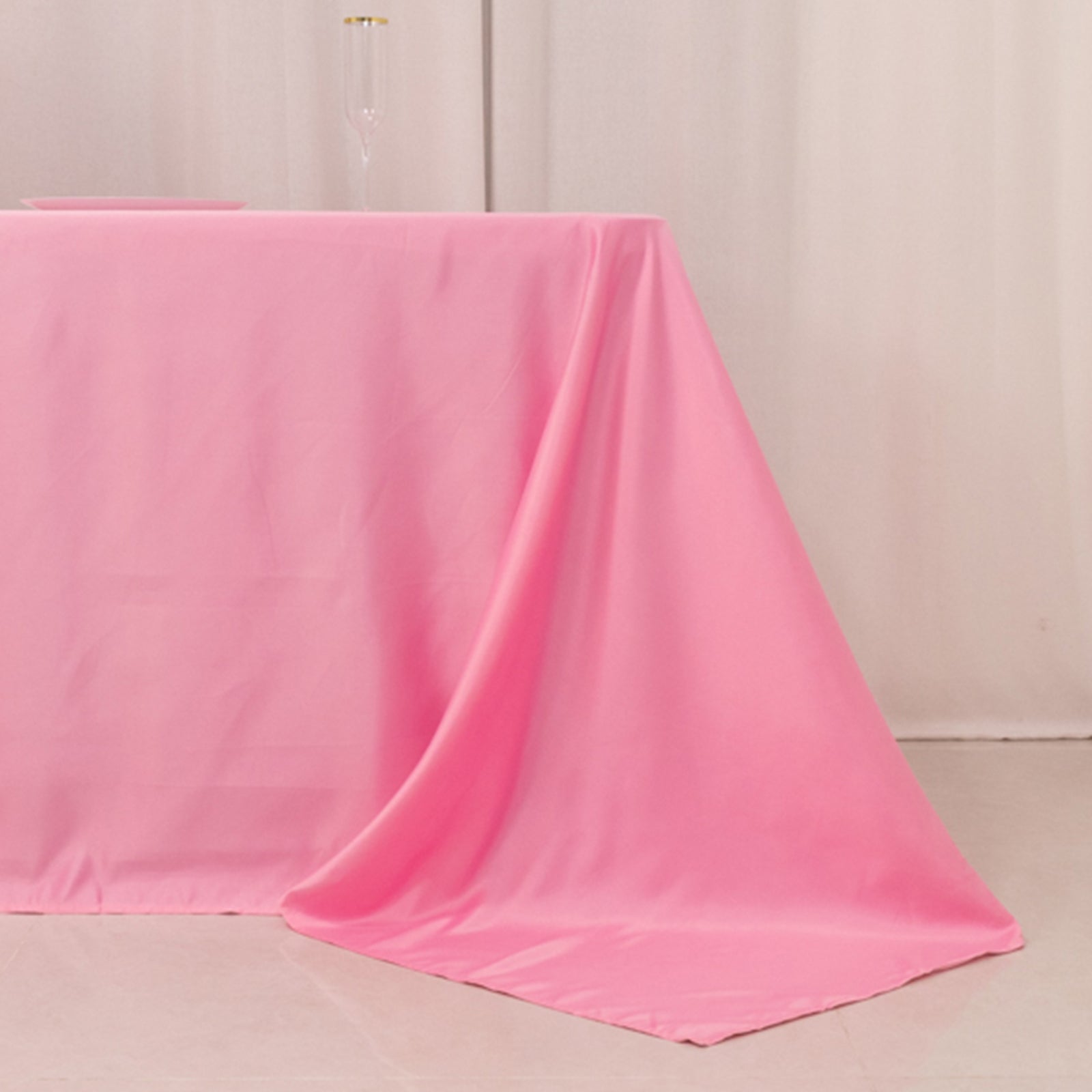 Lamour Satin 90"x156" Rectangle Tablecloth Pink - Luxurious, Soft Seamless Table Cover - Bell Racket Store
