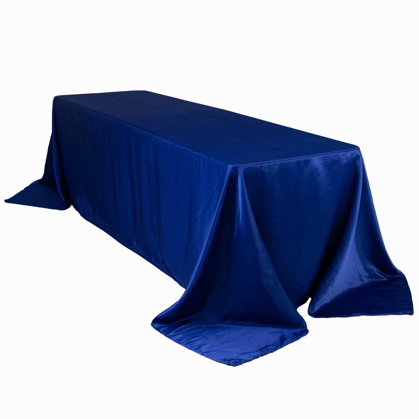 Lamour Satin 90"x156" Rectangle Tablecloth Royal Blue - Luxurious, Soft Seamless Table Cover - Bell Racket Store