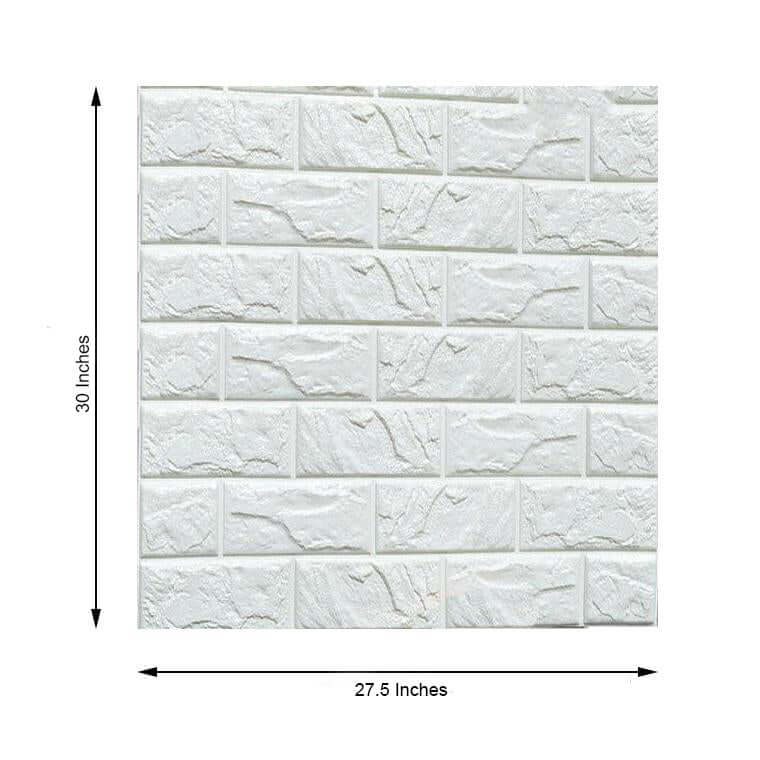 10 Pack White foam Brick Peel And Stick 3D Wall Tile Panels - Covers 58sq.ft