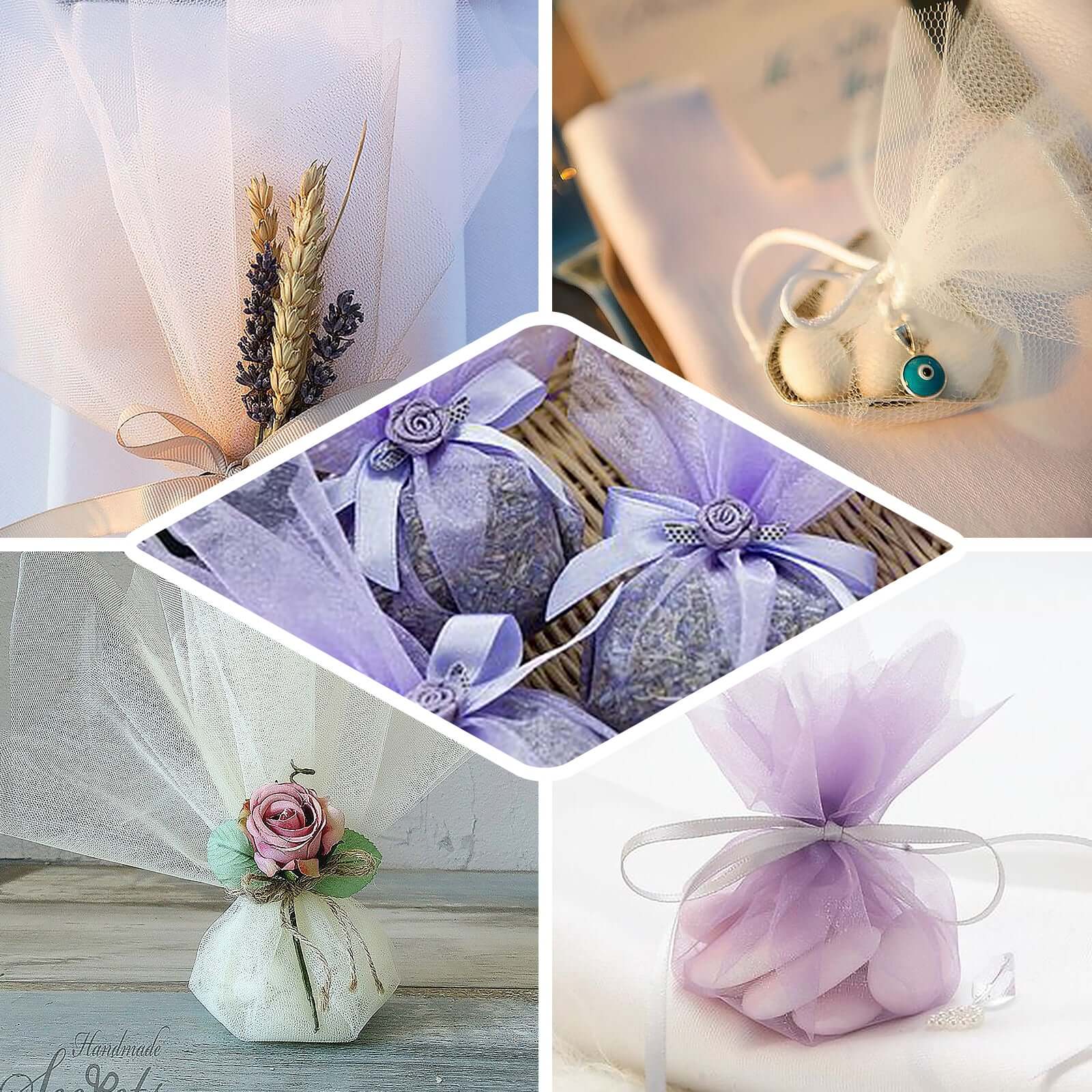 25 Pack 9" Chocolate Sheer Nylon Tulle Circles Favor Wrap, DIY Craft Fabric