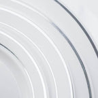 10-Pack Plastic Dinner Plates White with TrÃ¨s Chic Silver Rim - Perfect Disposable Party Plates 10"