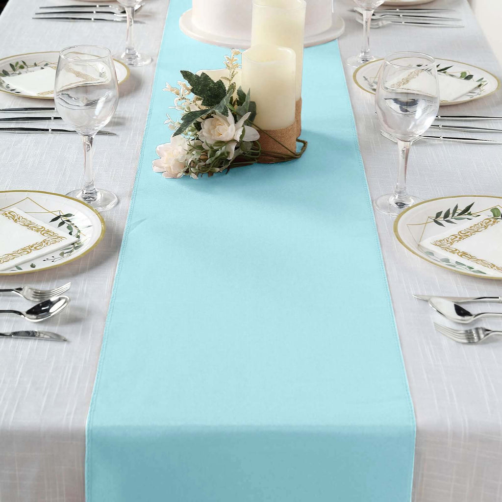 Polyester 12"x108" Table Runner Light Blue - Durable & Wrinkle-Resistant Table Decor