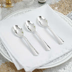 36-Pack Plastic Tea Coffee Spoons Light Silver Heavy Duty with Fluted Handles - Durable Disposable Cutlery 5"