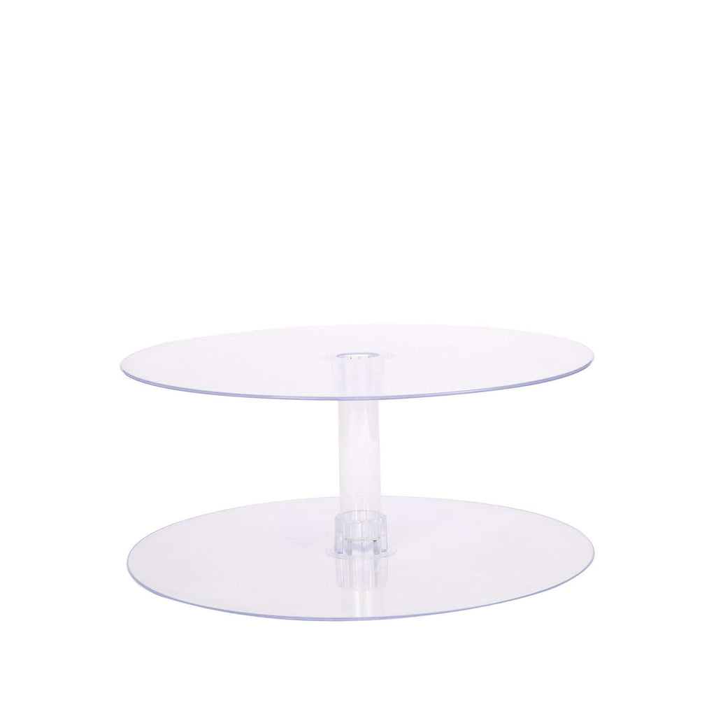 2-Tier Acrylic Round Cake Stand Set Clear - Chic Versatile Cupcake Holder Dessert Display Pedestal for Wedding Buffet & Catering Displays 18"