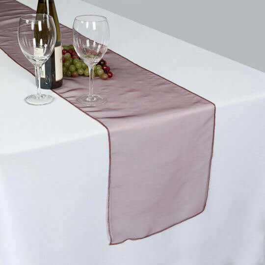 10 Pack Sheer Organza 14"x108" Table Runners Burgundy - Soft and Lightweight Table Accent