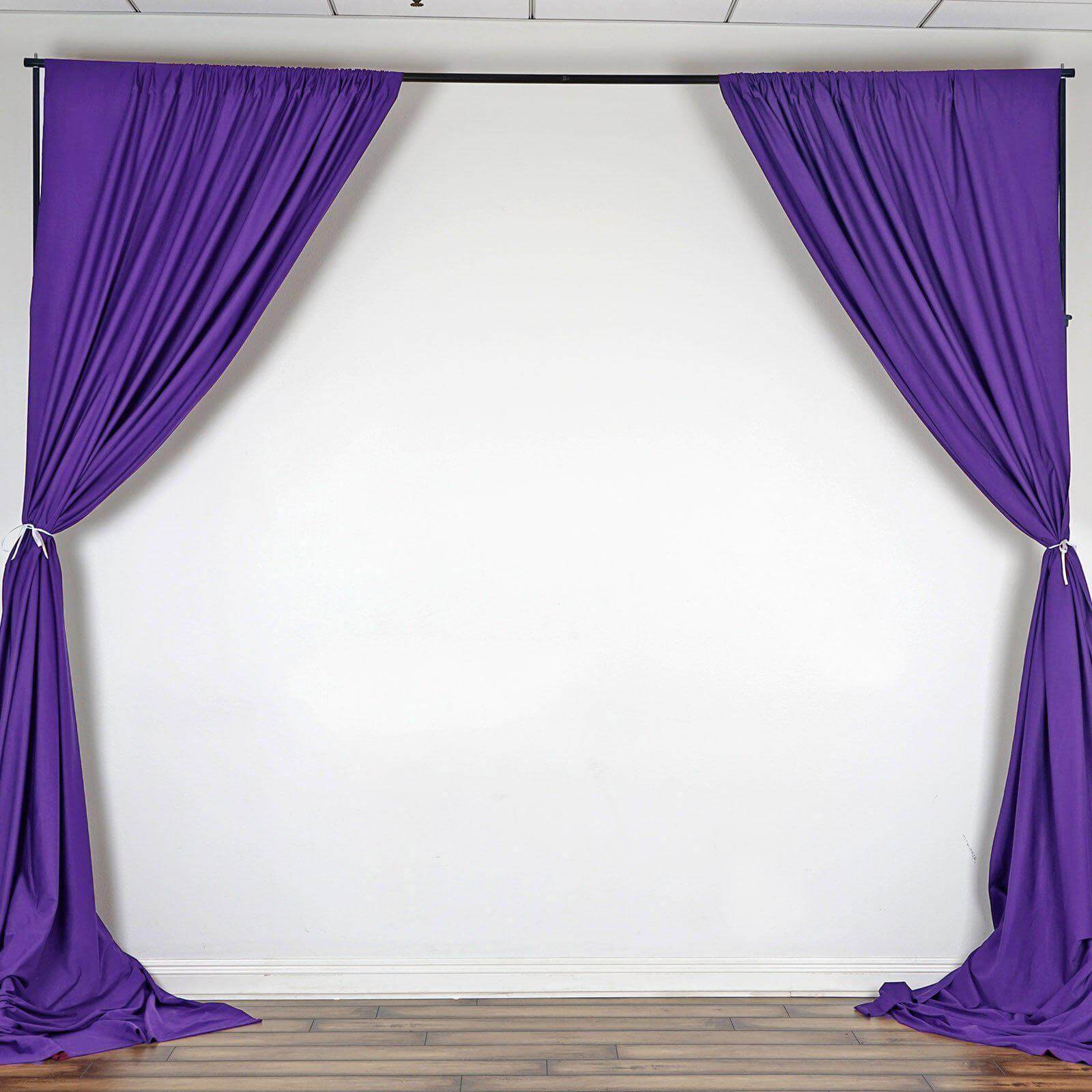 2 Pack Purple Scuba Polyester Event Curtain Drapes, Durable Flame Resistant Backdrop Event Panels Wrinkle Free with Rod Pockets - 10ftx10ft