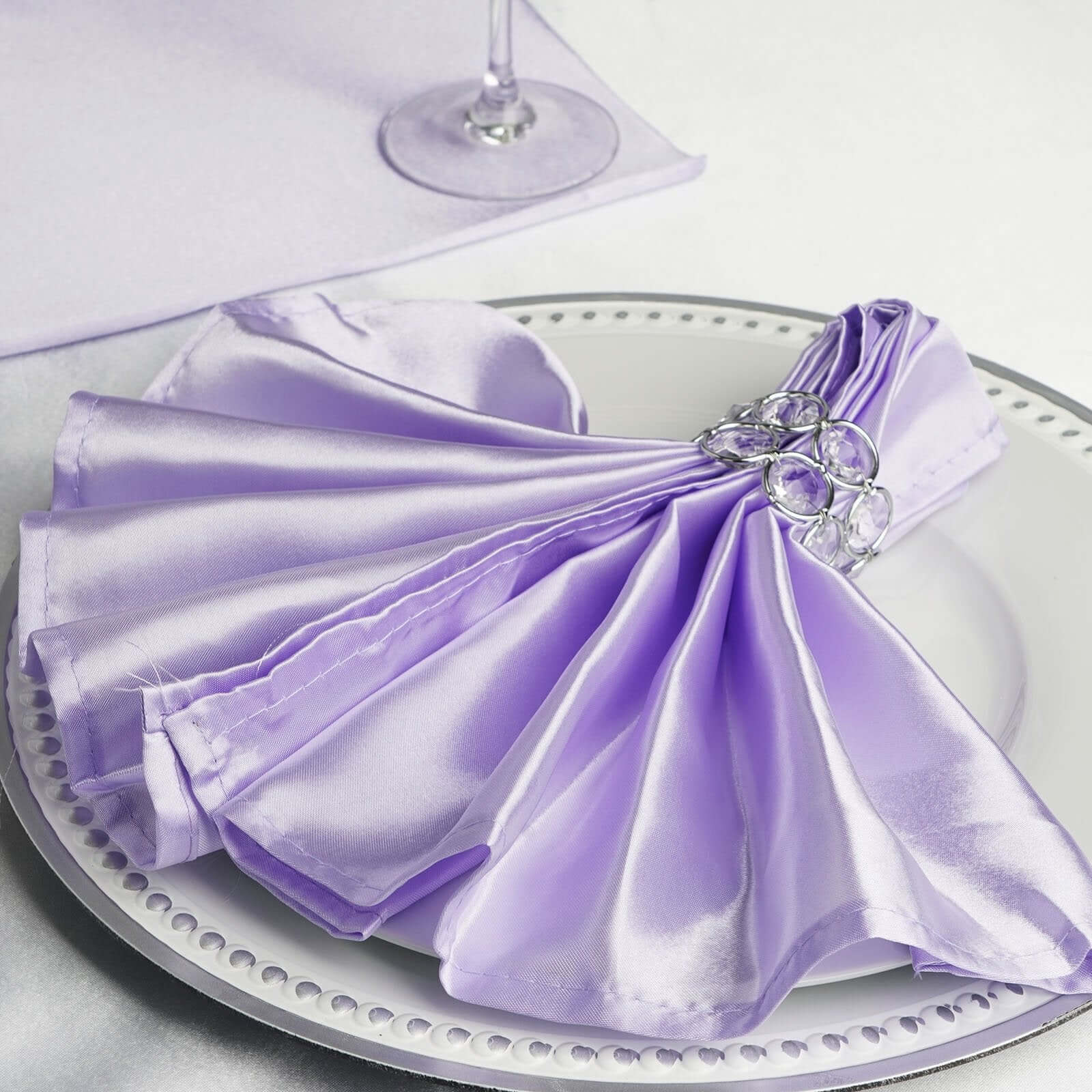 5 Pack Satin 20"x20" Napkins Lavender Lilac - Luxurious Shine & Smooth Dinner Napkins