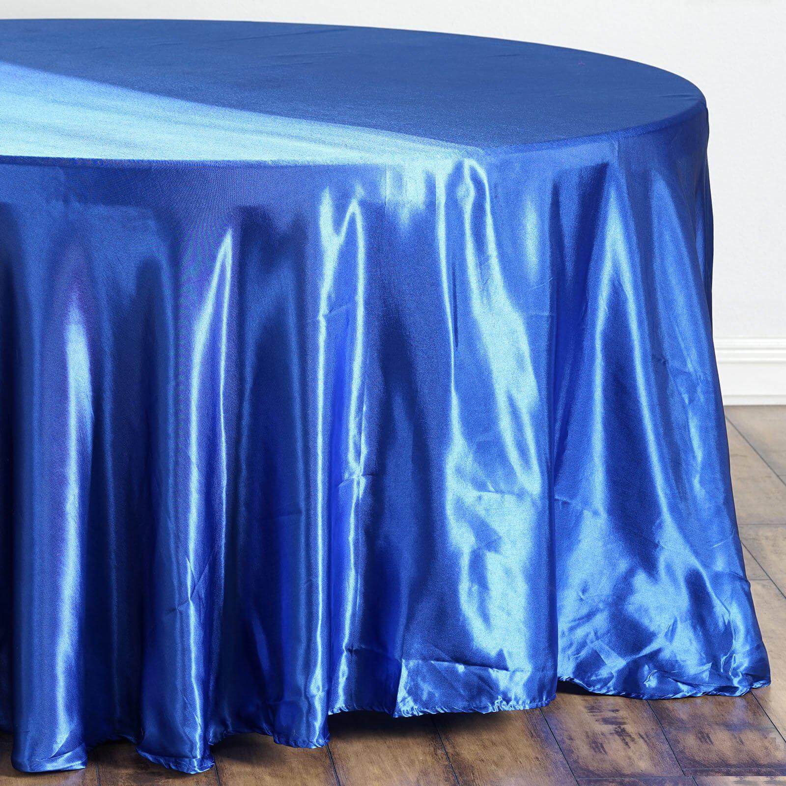 Satin 108" Round Tablecloth Royal Blue - Smooth and Lustrous Table Cover