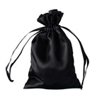12 Pack 4"x6" Black Satin Wedding Party Favor Bags, Drawstring Pouch Gift Bags