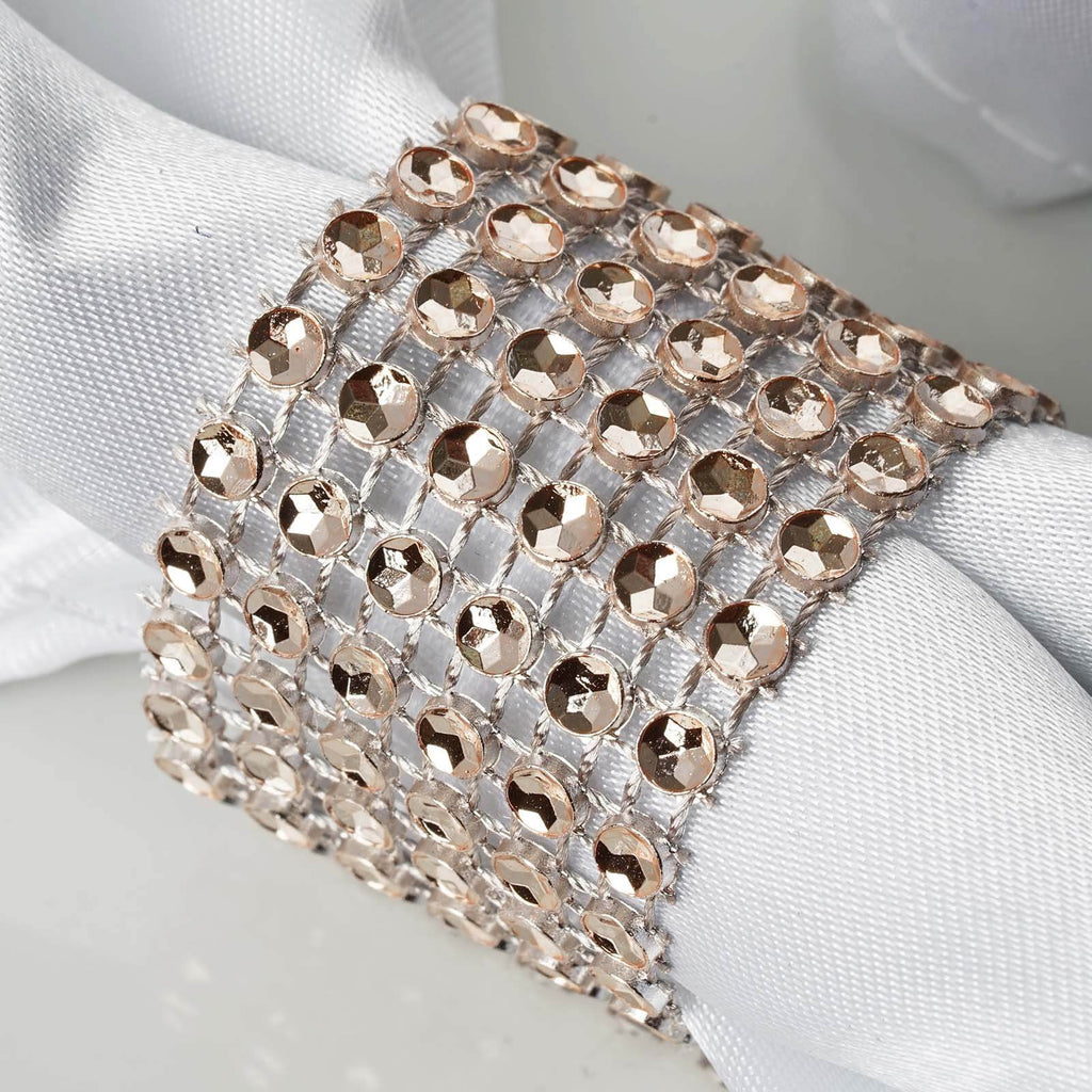 10 Pack Rhinestone Napkin Rings with Velcro Brooch Buckle Champagne - Stylish Design for Chair Sashes