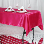 Satin Rectangular 60"x102" Tablecloth Fuchsia - Smooth and Lustrous Table Cover