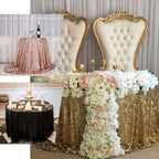 Sequin 120" Round Tablecloth Gold - Seamless Glittering Design for Sophisticated Events