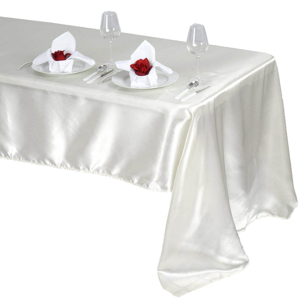 Satin Rectangular 60"x126" Tablecloth Ivory - Smooth and Lustrous Table Cover
