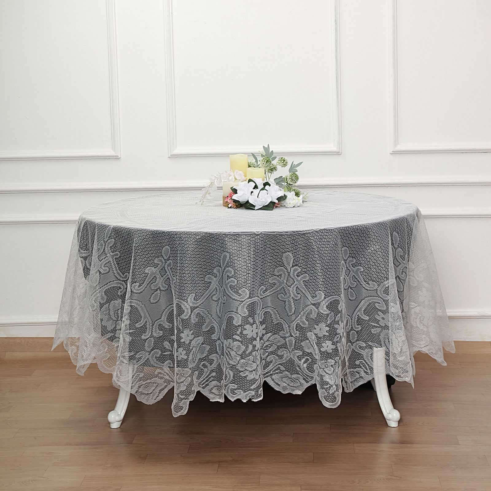 Lace 90" Round Tablecloth Ivory - Premium Design for Versatile Table Decor