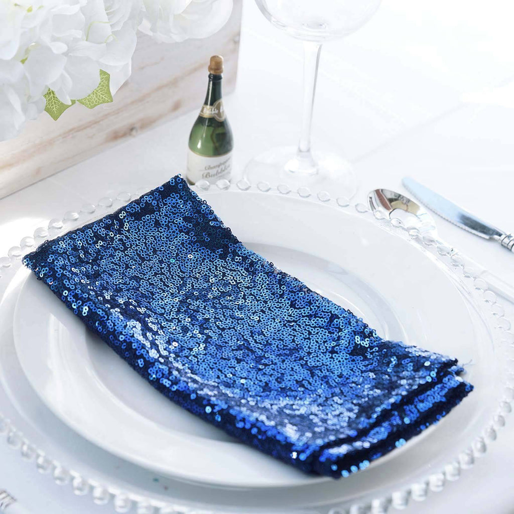 Sequin 20"x20" Napkin Navy Blue - Shimmering Dinner Napkin