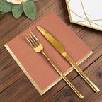 50-Pack Paper Beverage Napkins with Gold Foil Edge Terracotta (Rust) - Disposable 2 Ply Cocktail Napkins for Events 6.5"x6.5"