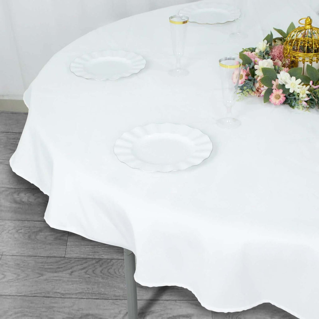 Premium Polyester 70" Round Tablecloth White - Stain and Wrinkle-Resistant 220GSM Table Cover for Weddings & Events