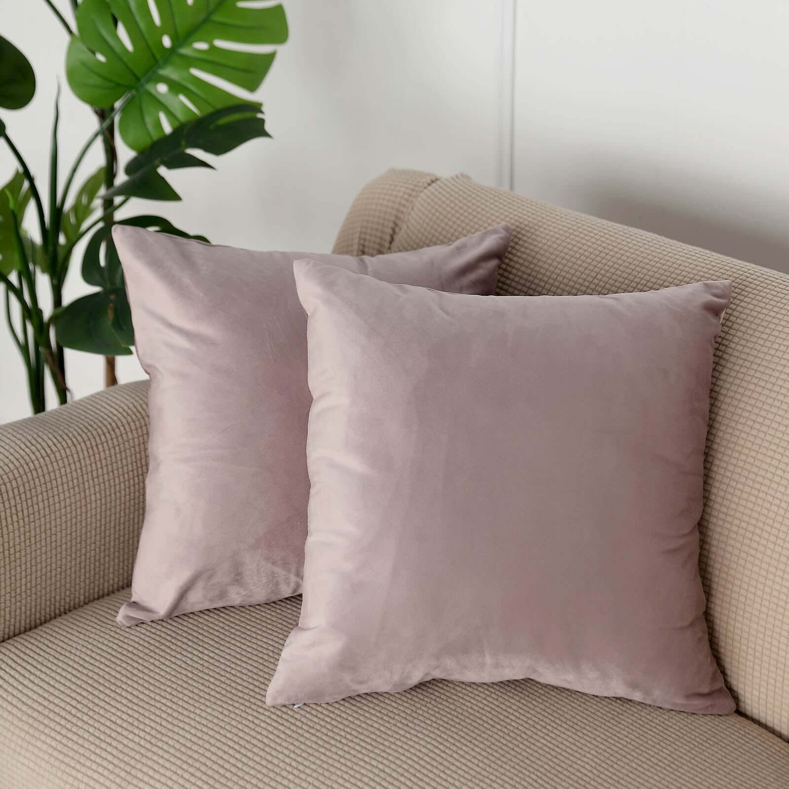 2 Pack 18" Mauve Soft Velvet Square Throw Pillow Cover