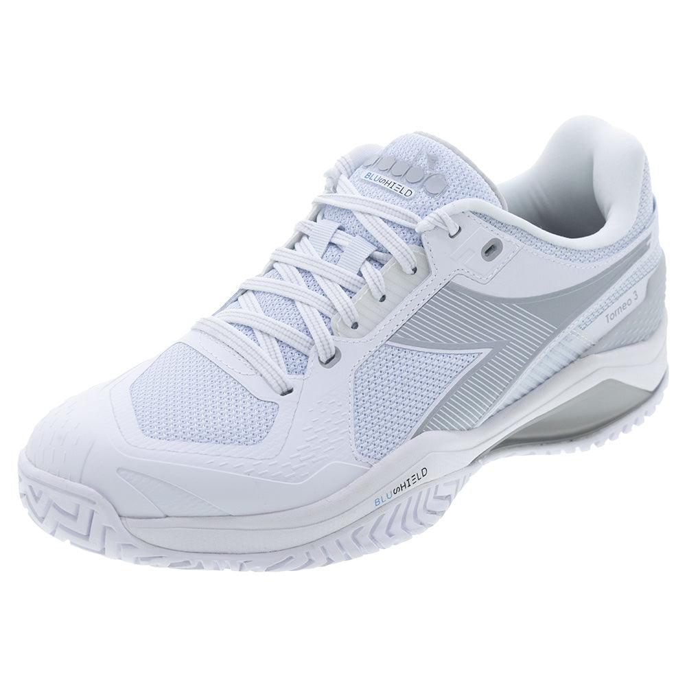 Men's Blushield Torneo 3 Tennis Shoes White and Silver - Bell Racket Store