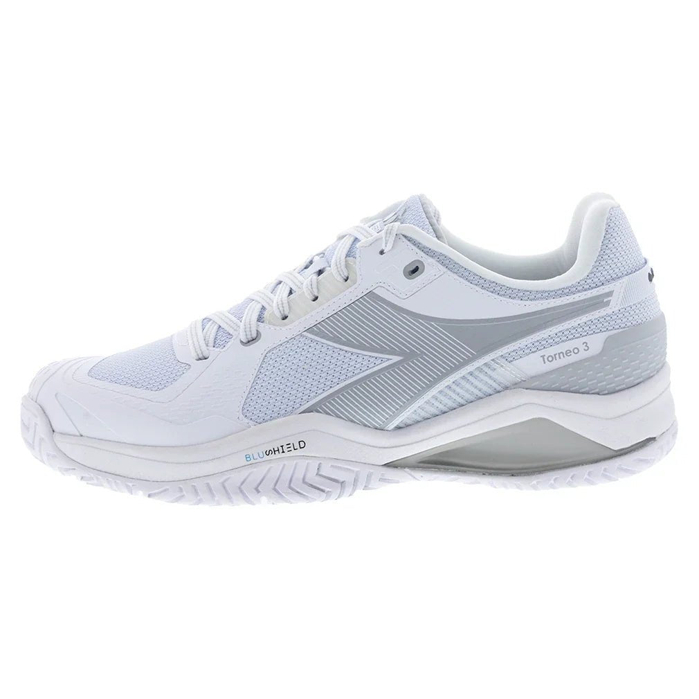 Men's Blushield Torneo 3 Tennis Shoes White and Silver - Bell Racket Store