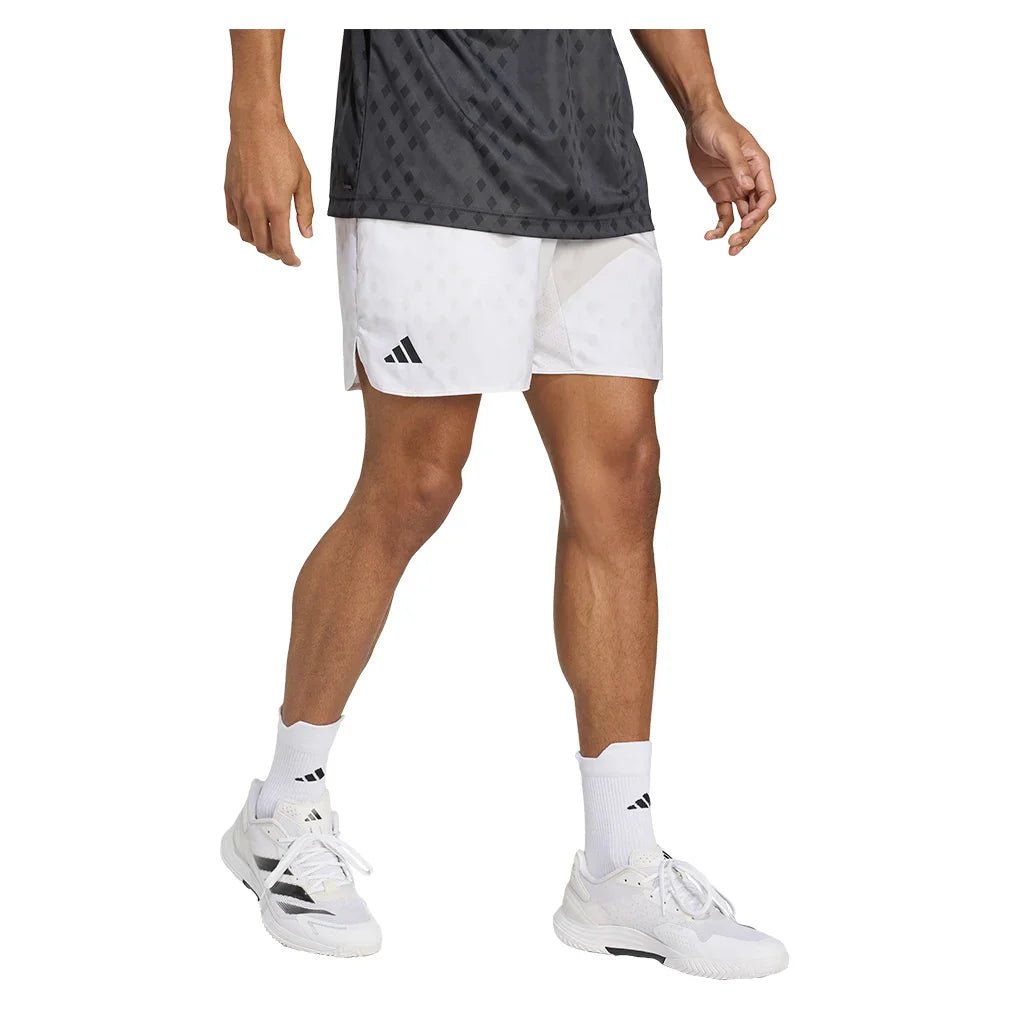 Men's Club Graphic 7 Inch Tennis Short White and Dash Grey - Bell Racket Store