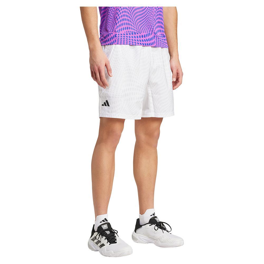 Mens Club Graphic 7 Inch Tennis Shorts White and Dash Grey - Bell Racket Store