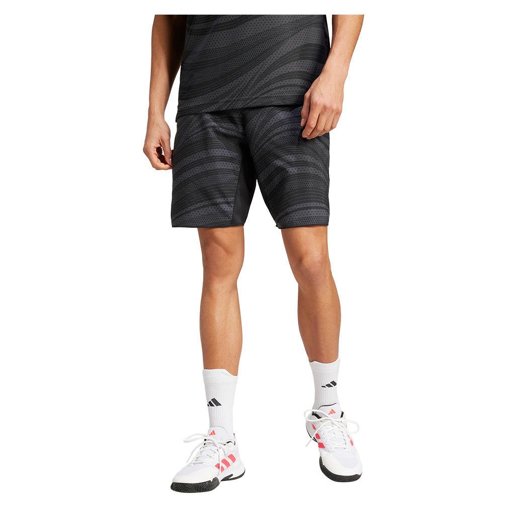 Men's Club Graphic 9 inch Tennis Shorts Carbon and Black - Bell Racket Store