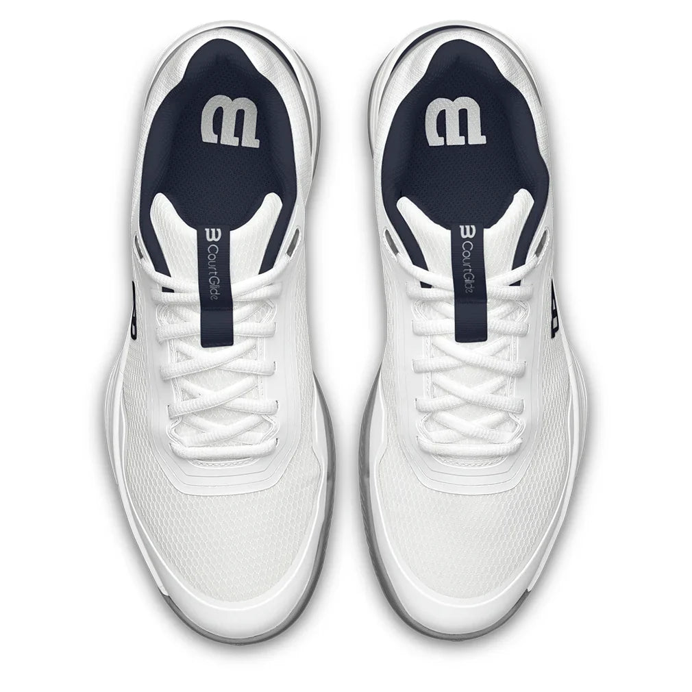 Men's CourtGlide Tennis Shoes White and Navy Blazer - Bell Racket Store