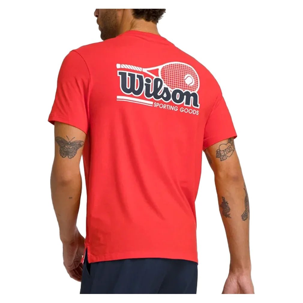 Men's Easy Street Tennis Tee Infrared and Classic Navy - Bell Racket Store