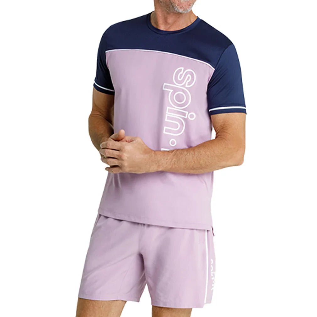 Men's Lionel Short Sleeve Pickleball Tee Lavender Mist and Chalk - Bell Racket Store
