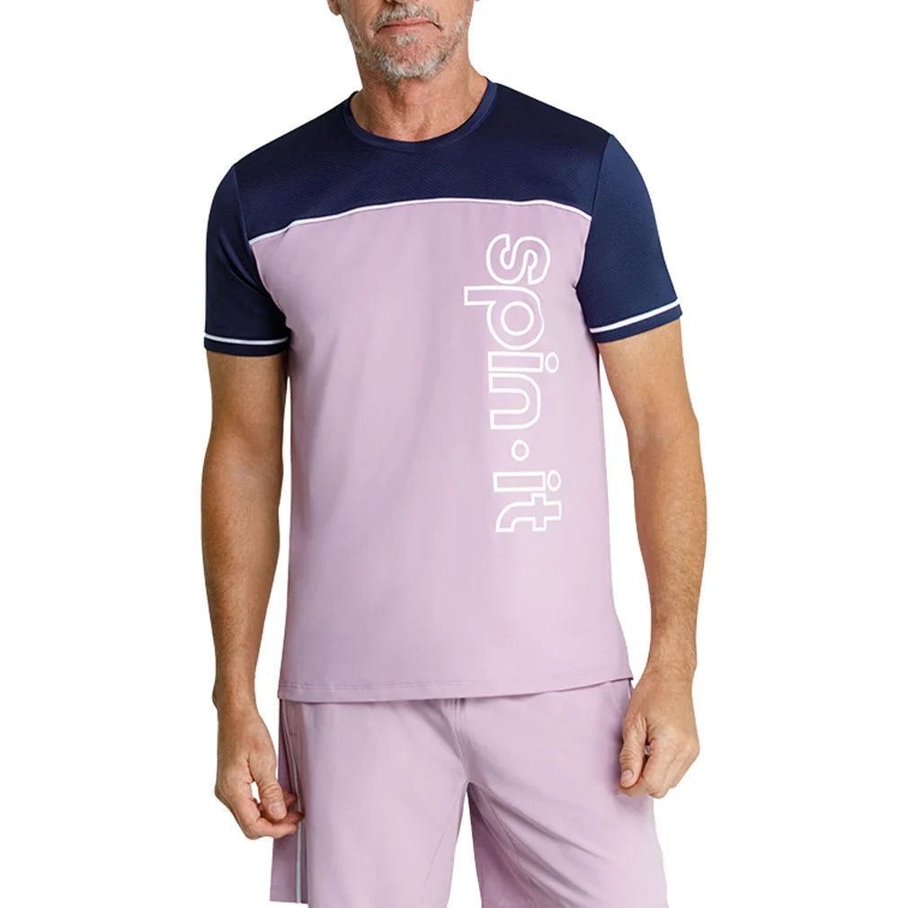 Men's Lionel Short Sleeve Pickleball Tee Lavender Mist and Chalk - Bell Racket Store