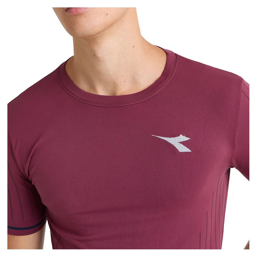 Men's Short Sleeve Icon Stratouno Tennis Top Maroon Banner - Bell Racket Store
