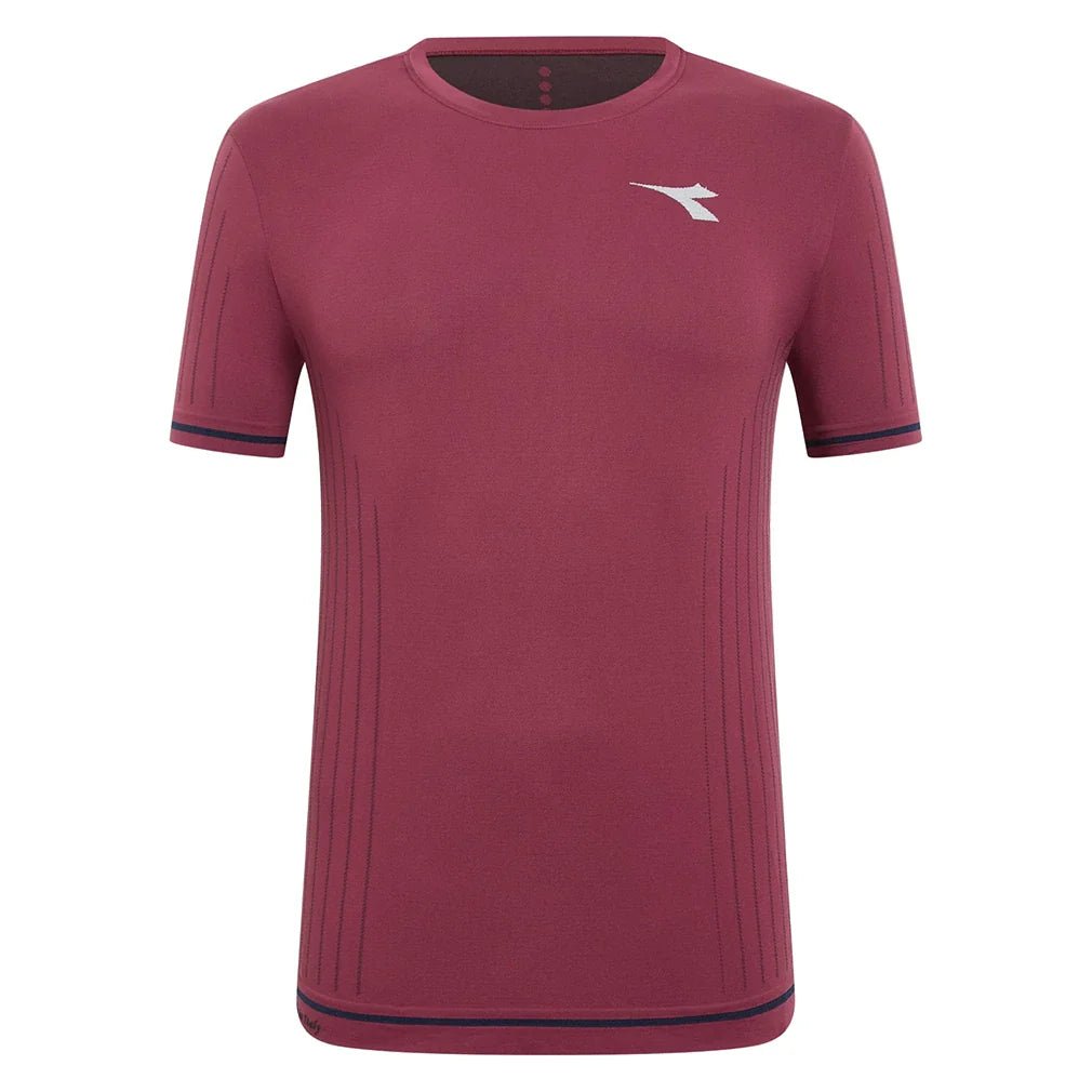 Men's Short Sleeve Icon Stratouno Tennis Top Maroon Banner - Bell Racket Store