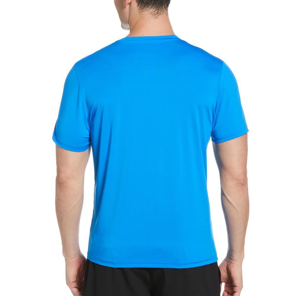 Men's Short Sleeve Pin Hole Mesh Tennis Crew Electric Blue Lemonade - Bell Racket Store
