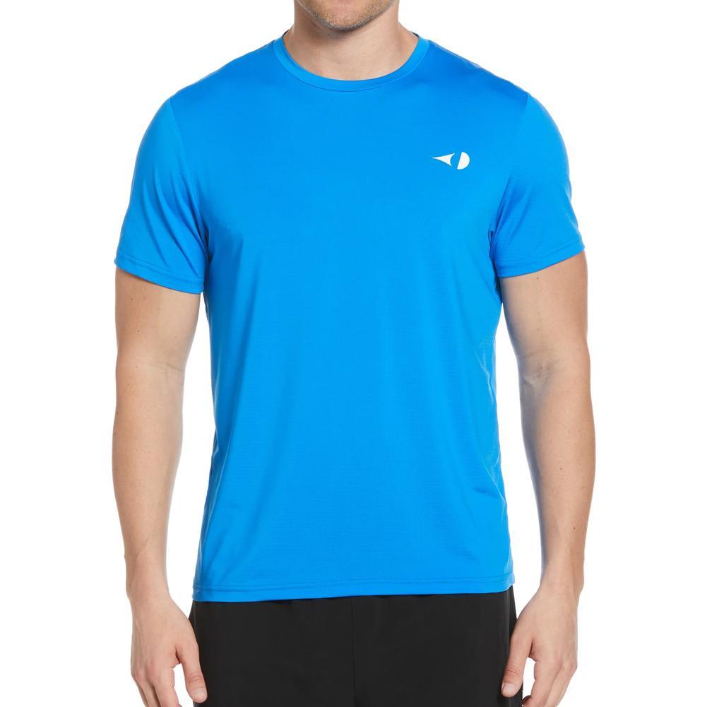 Men's Short Sleeve Pin Hole Mesh Tennis Crew Electric Blue Lemonade - Bell Racket Store