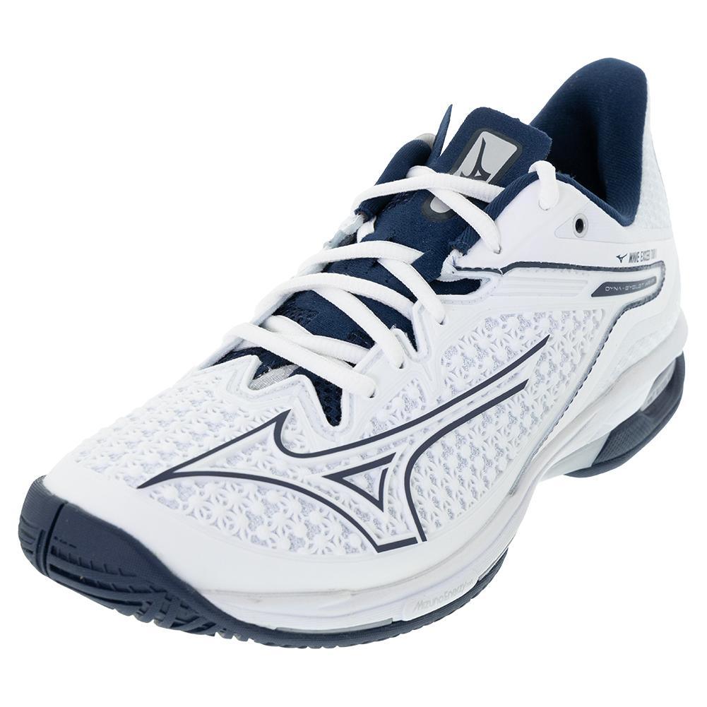 Men's Wave Exceed Tour 6 AC Tennis Shoes White and Dress Blue - Bell Racket Store