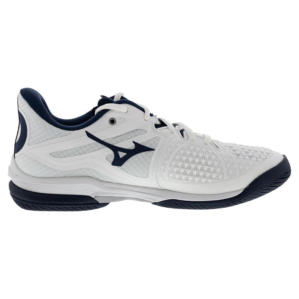 Men's Wave Exceed Tour 6 AC Tennis Shoes White and Dress Blue - Bell Racket Store