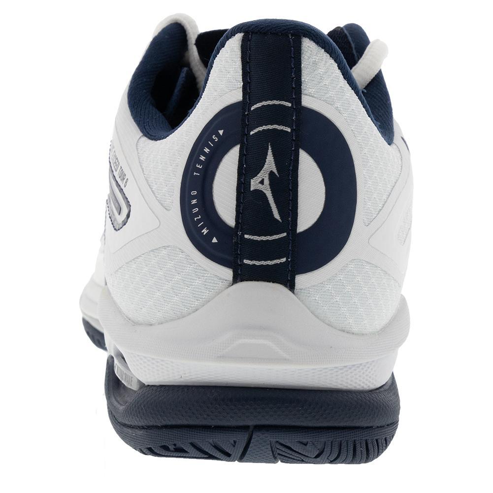 Men's Wave Exceed Tour 6 AC Tennis Shoes White and Dress Blue - Bell Racket Store