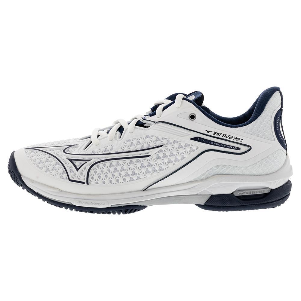 Men's Wave Exceed Tour 6 AC Tennis Shoes White and Dress Blue - Bell Racket Store