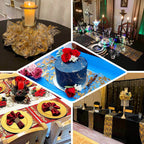 Mesh Polyester 108" Table Runner Roll Metallic Gold Distressed Foil Printing Design - Disposable Stylish Party Table Decor - Bell Racket Store