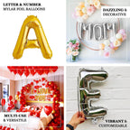 13" Gold Letter & Number Balloons, Shiny Metallic Mylar Foil Alphabet Balloons