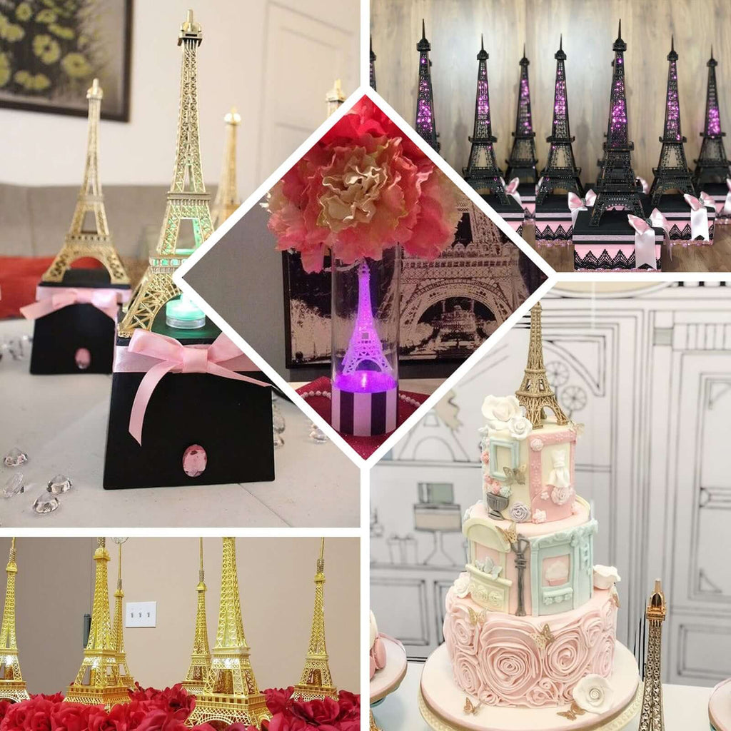 Eiffel Tower Table Centerpiece Metal Gold - Stylish Decorative Cake Topper for Parties & Gatherings 10"