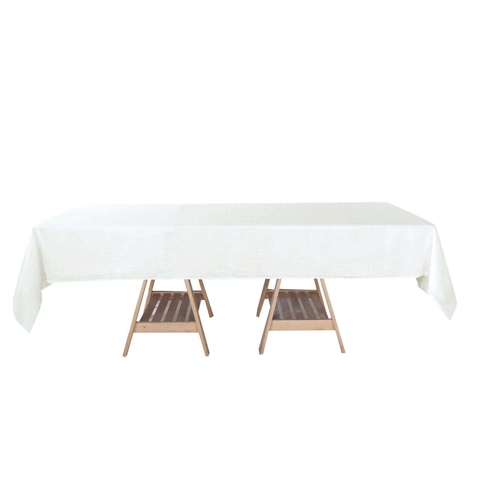 Faux Linen 60"x102" Rectangular Tablecloth White - Slubby Textured & Wrinkle Resistant Table Cover for Weddings and Special Events