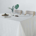 Faux Linen 90"x156" Rectangular Tablecloth White - Slubby Texture Wrinkle-Resistant Seamless Table Cover for Weddings and Events