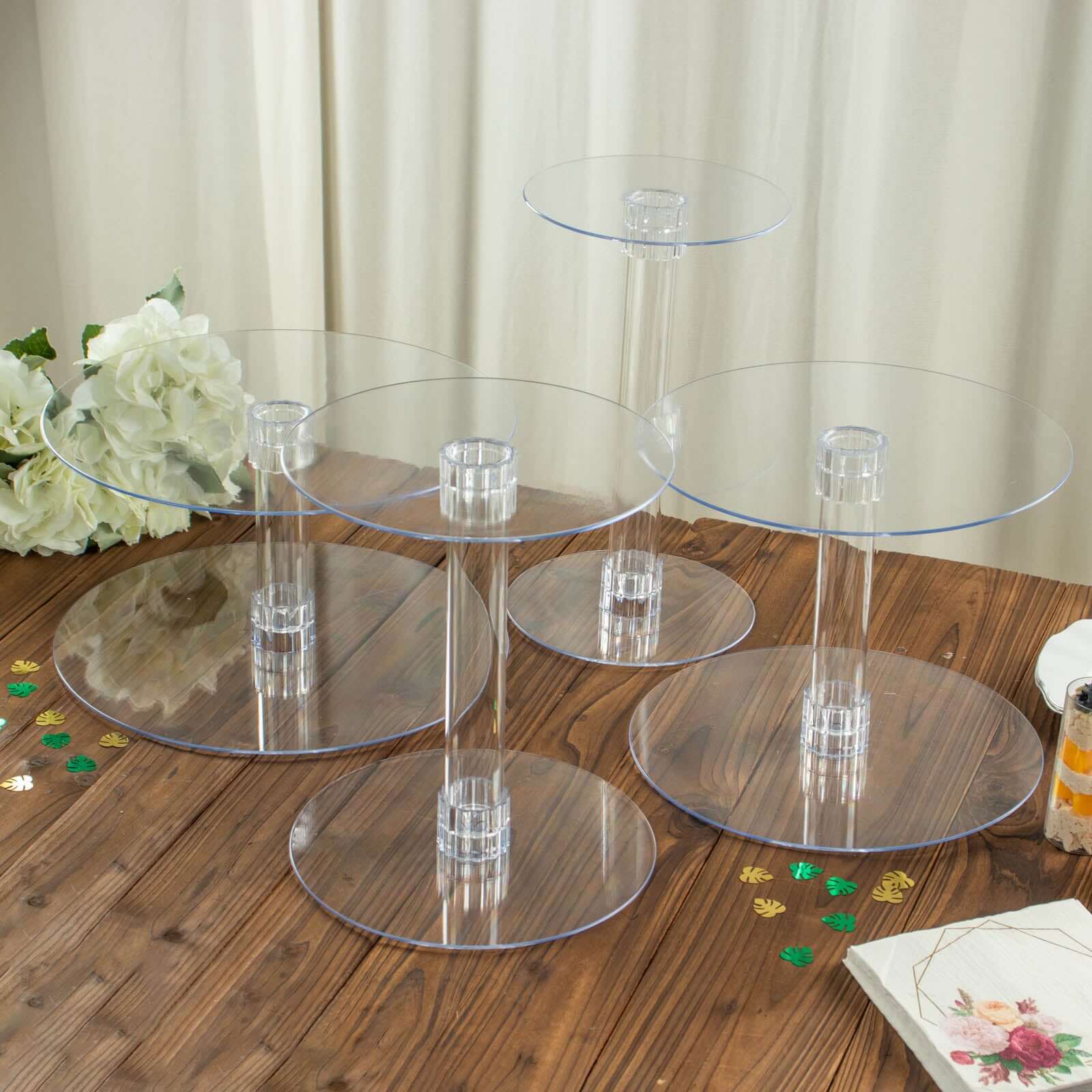 4-Tier Acrylic XL Cake Stand Set Clear - Assorted Sizes for Buffet Party Tables