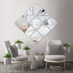 6-Pack Hanging Wall Decor Square Glass Mirror Table Centerpiece - Reflective Decorative Display 10"