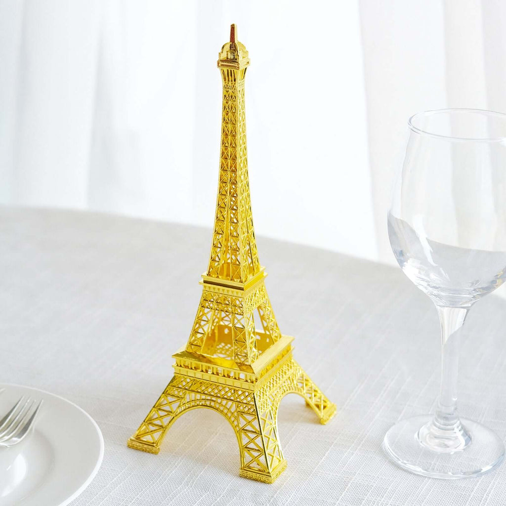 Eiffel Tower Table Centerpiece Metal Gold - Stylish Decorative Cake Topper for Parties & Gatherings 10"