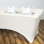 Stretch Spandex 6ft Rectangle Tablecloth Ivory - Durable Form-Fitting Table Cover